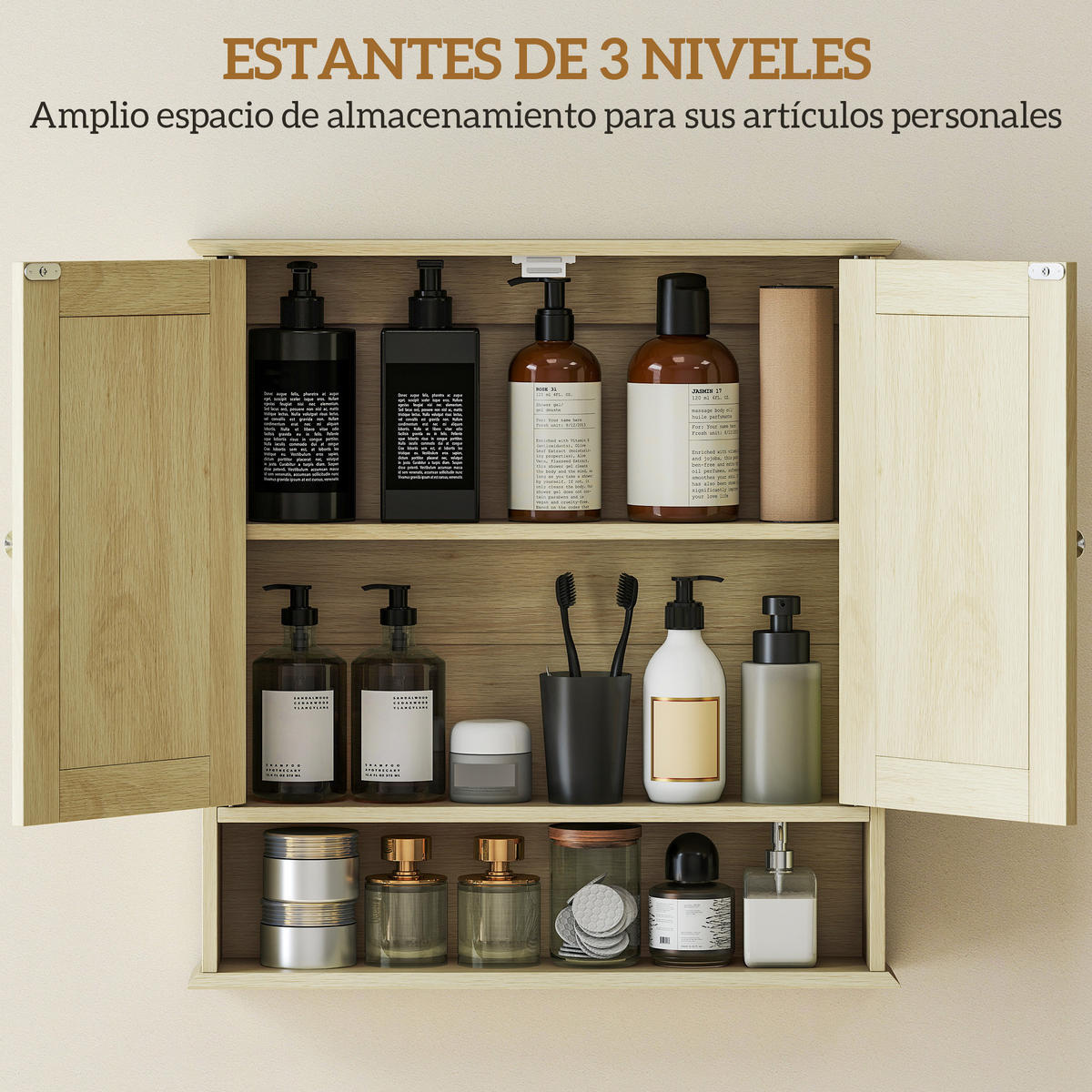 SPIEGELSCHRANK, Wandschrank mit 2 Türen, verstellbarem Einlegeboden, 56 x 13 x 58 cm ,Natur - Braun, Glas (56/58/13cm) - Vallsero