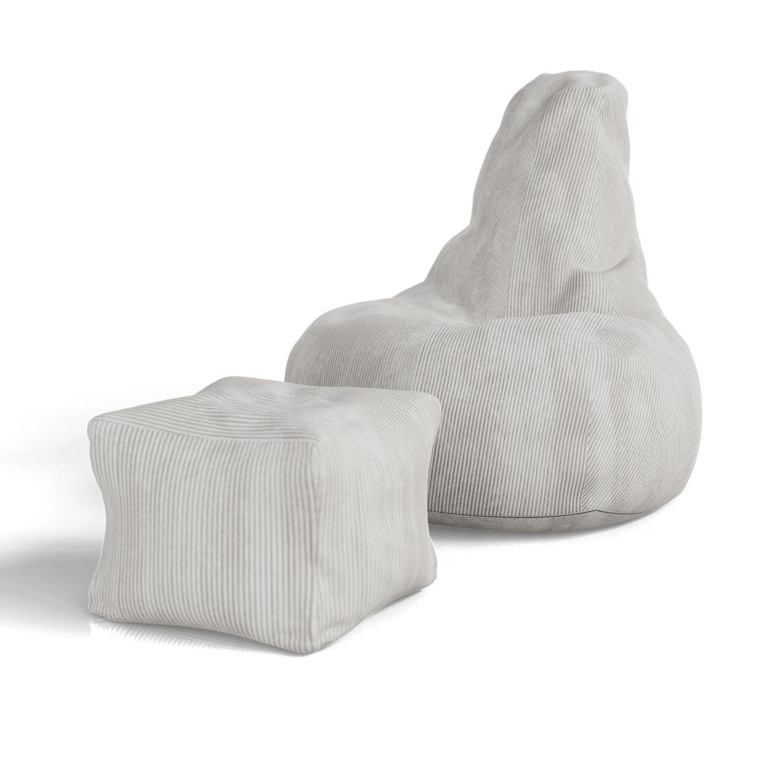 SITZSACK Chillex mit Hocker XL Cord beige - Beige, Textil (83/103/78cm) - Juskys