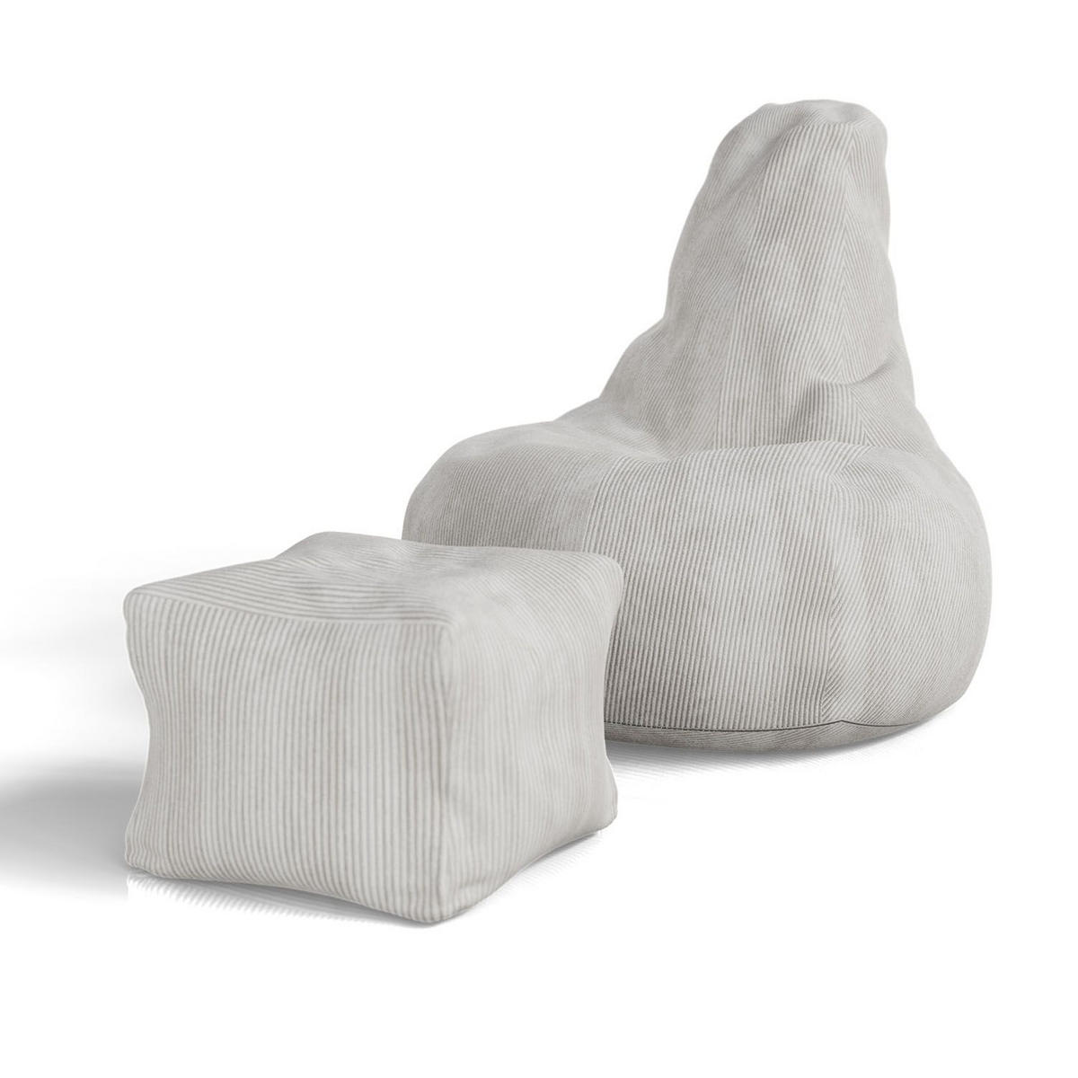 SITZSACK Chillex mit Hocker XL Cord beige - Beige, Textil (83/103/78cm) - Juskys