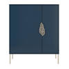 SCHUHSCHRANK Merlin, Marinblau, Goldene Details - Goldfarben/Dunkelblau, Holzwerkstoff/Metall (100/120/35cm) - Skandica