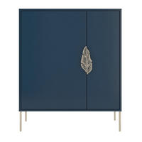 SCHUHSCHRANK Merlin, Marinblau, Goldene Details - Goldfarben/Dunkelblau, Holzwerkstoff/Metall (100/120/35cm) - Skandica