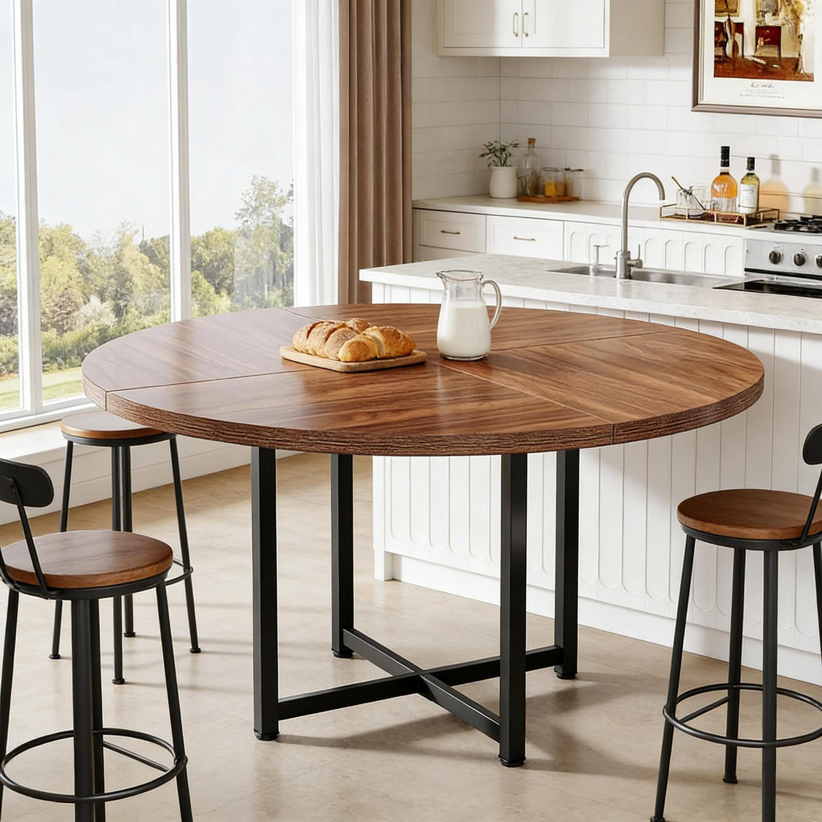 ESSTISCH Braun 120/120/75 cm - Schwarz, Holz (120/120/75cm) - PANGIVO