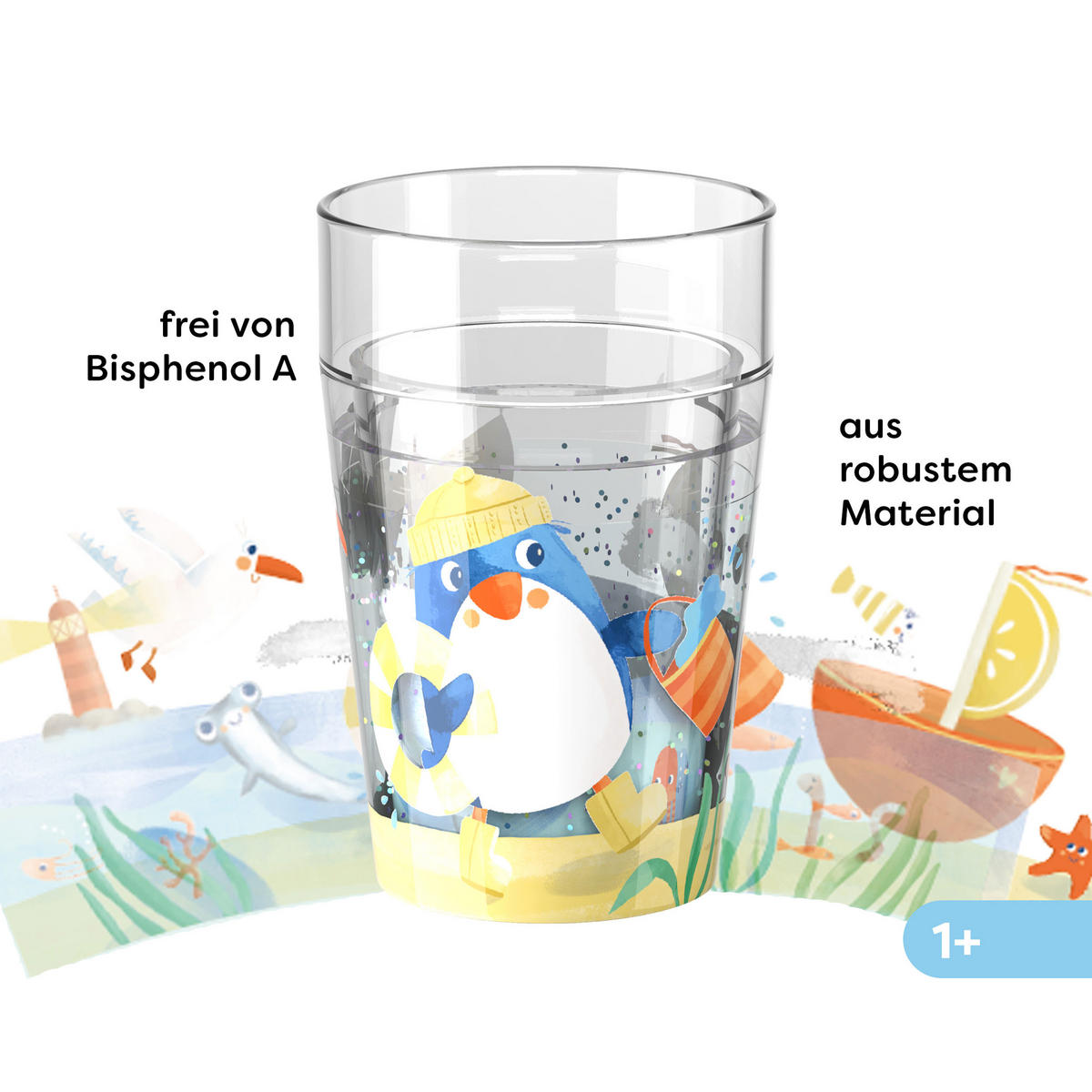 GLITZERBECHER Pinguin, 150 ml - Multicolor, Kunststoff (9.3/8.5/14.7cm) - Haba
