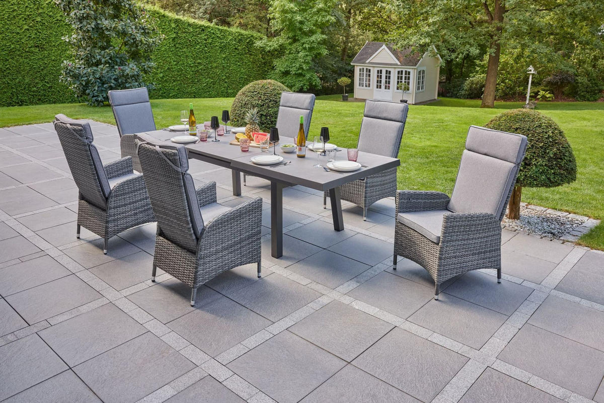 GARTENTISCH Kalifornien 160/210x100x75cm, Keramik, Anthrazit - Anthrazit, Keramik (100/210/75cm) - dasmöbelwerk