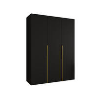 DREHTÜRENSCHRANK 202/150/52 3-türig - Goldfarben/Schwarz, Holz (150/202/52cm) - Abiks Möbel