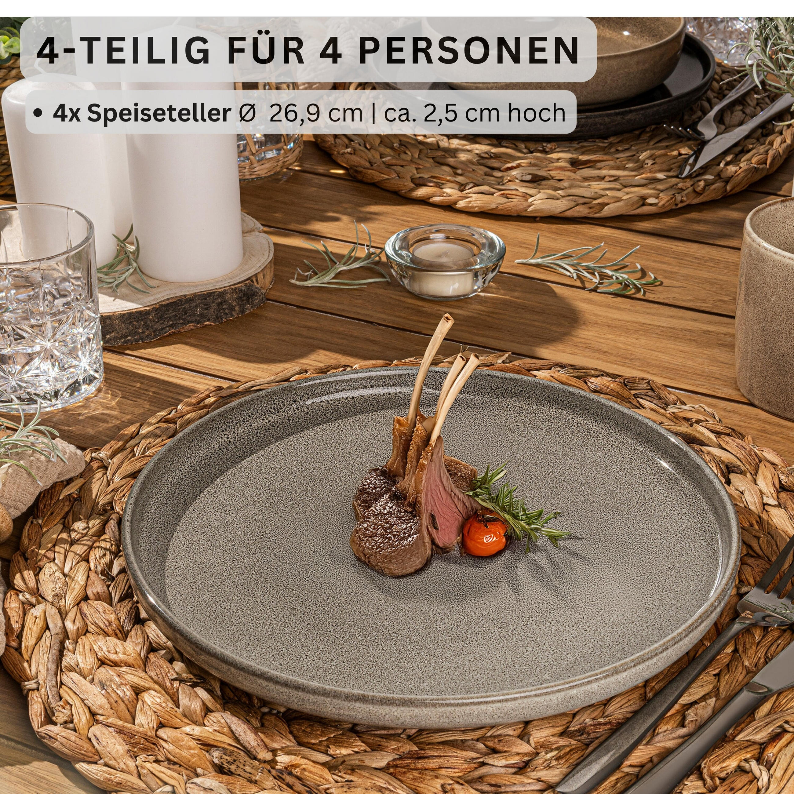 SPEISETELLER SET KAIRO - 4 teilig aus Steingut - Multicolor, Keramik (34.6cm) - Sänger