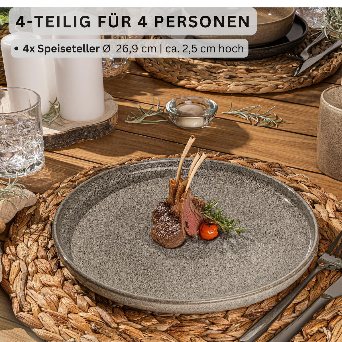SPEISETELLER SET KAIRO - 4 teilig aus Steingut - Multicolor, Keramik (34.6cm) - Sänger