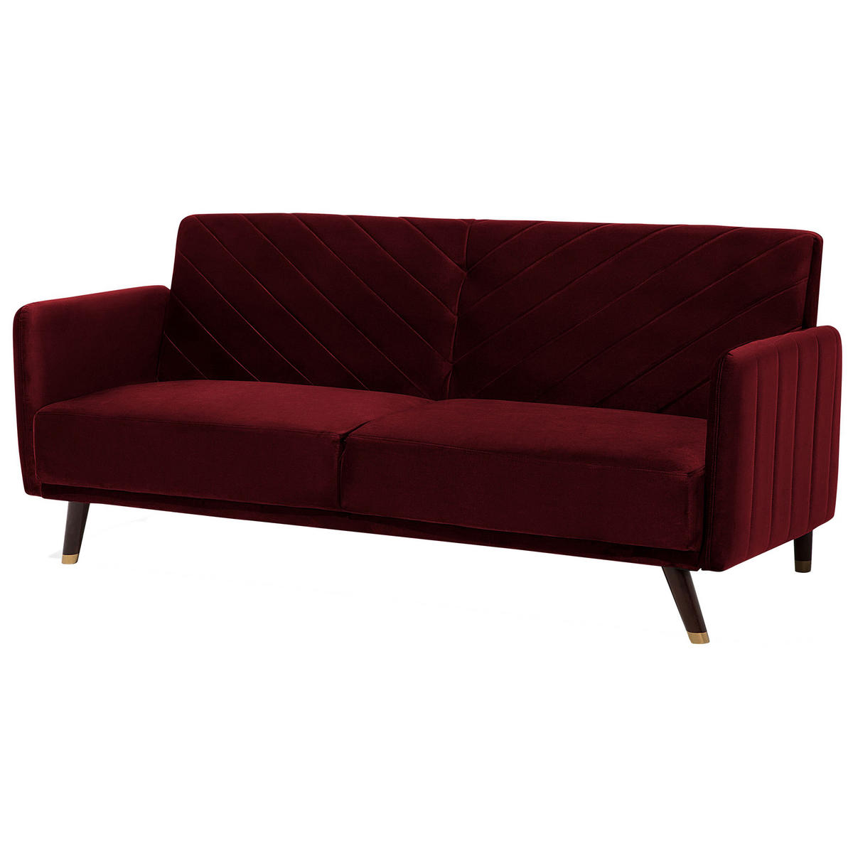 3-SITZER-SCHLAFSOFA Samtstoff Rot Senja - Dunkelrot, Textil (200/87/95cm) - Beliani