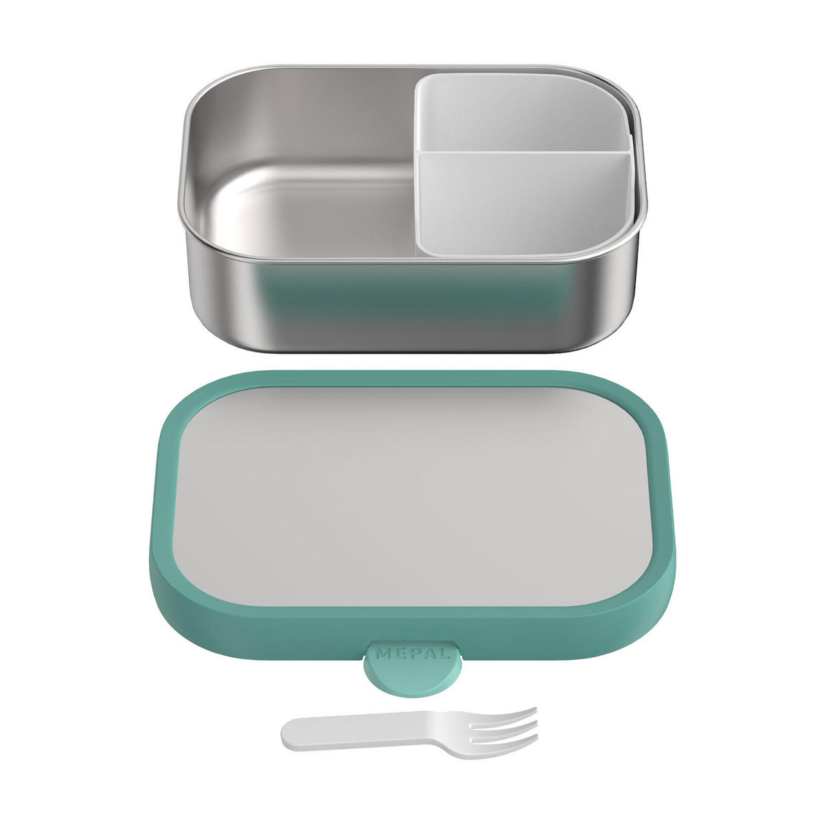 EDELSTAHL-BROTDOSE MIT GABEL Campus Cool Mint 18 x 13 cm - Mintgrün, Kunststoff/Metall (13.2/6.1/17.8cm) - Mepal