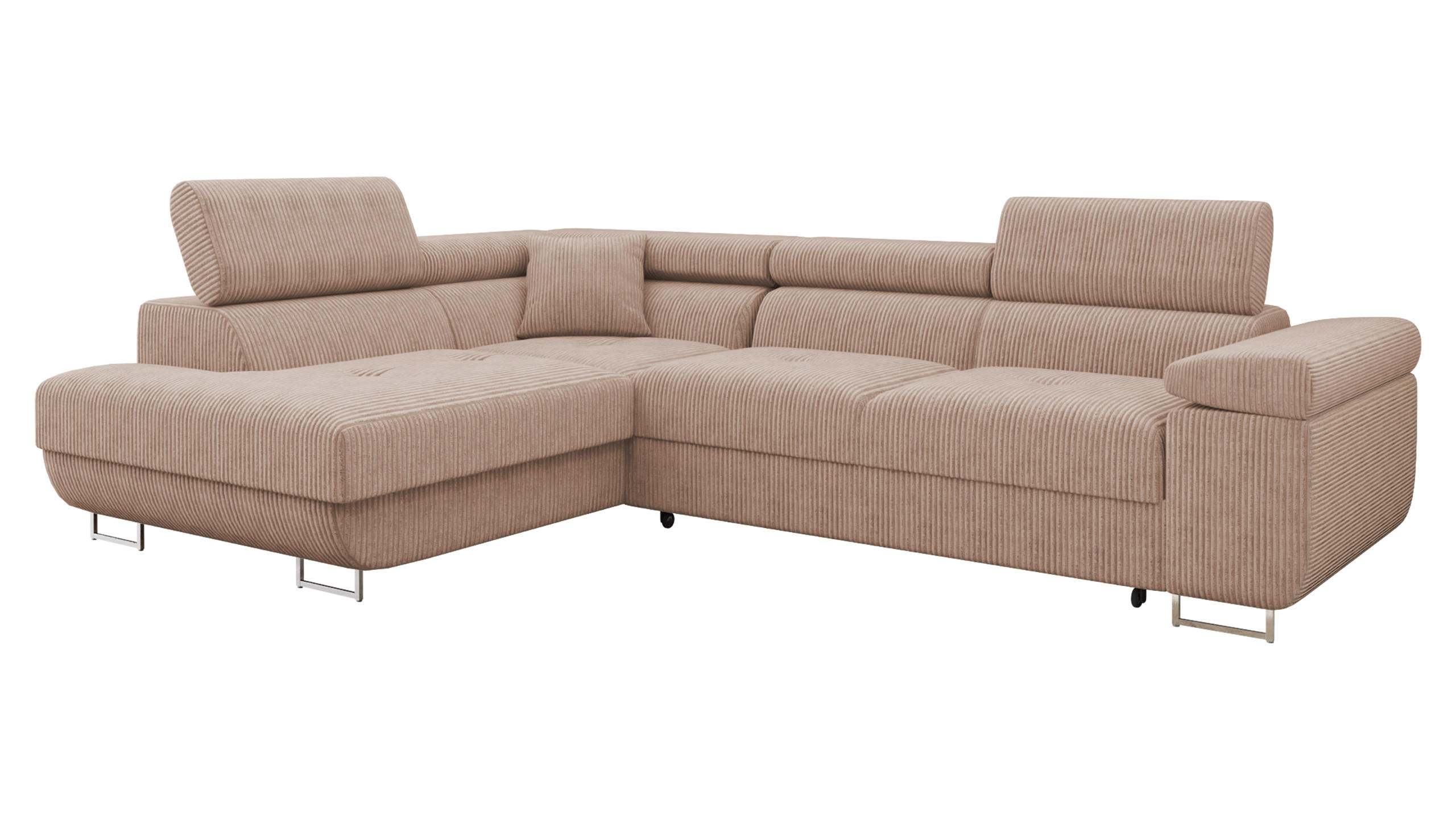 ECKSOFA Torezio Cord, Seite: Links - Rosa, Holz/Textil (274/203cm) - MIRJAN24