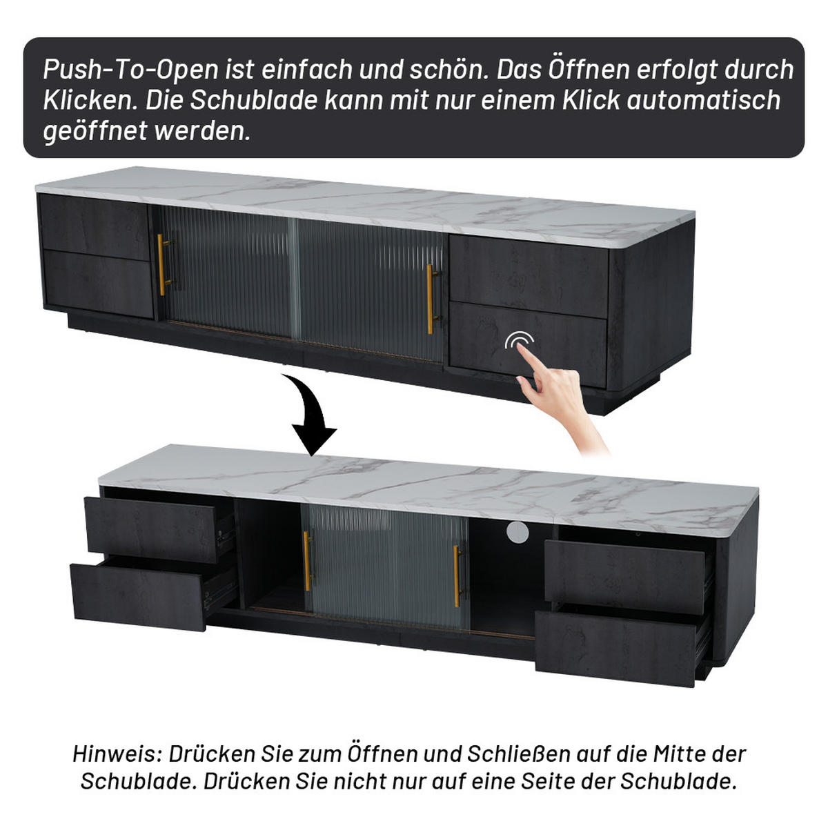 TV-SCHRANK Grau und Schwarz 160/40/44,5 cm - Schwarz, Holzwerkstoff (40/44.5/160cm) - Urban Meuble