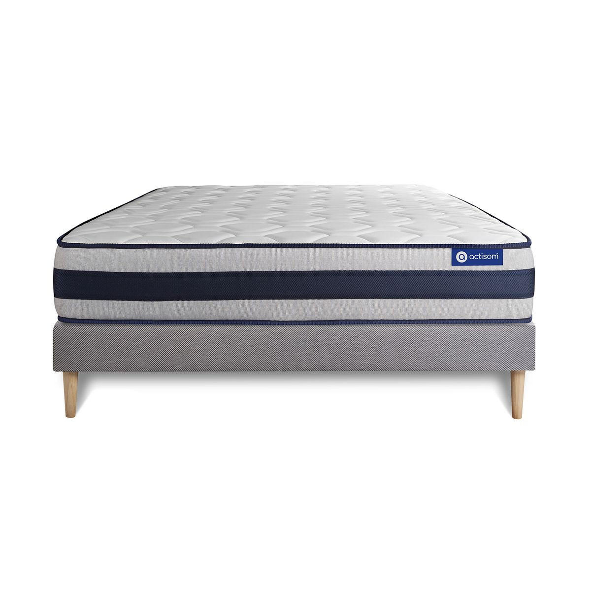 BETT Actimemo ergo Memory-Schaum 135 x 200 cm h3 - Kit Bettgestell Grau - Beige/Grau, Karton/Holz (135/200cm) - ACTISOM