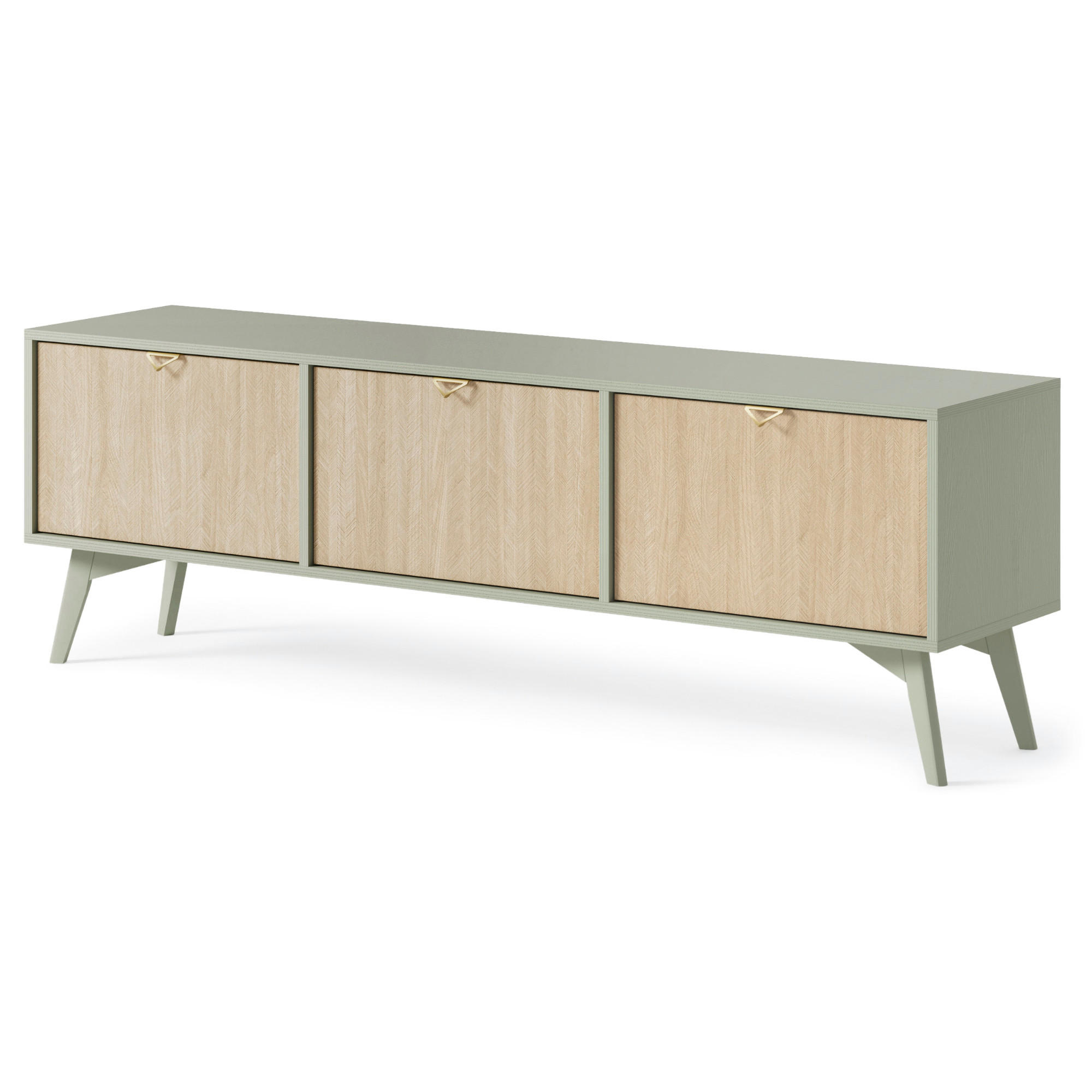 LOWBOARD TV TOFINO RTV1-3D Holzbeine eukalyptus - Eichefarben/Eukalyptusholzfarben, Holz/Holzwerkstoff (158/52/38cm) - Komodee