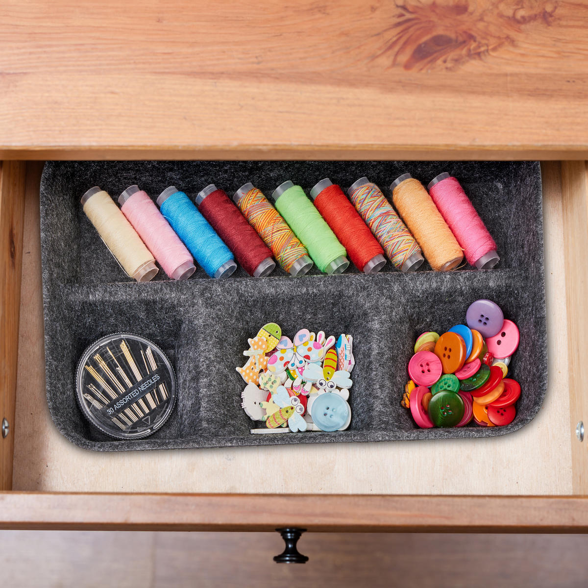 SCHUBLADENORGANIZER - Anthrazit, Textil (19/29.5/5.5cm) - Relaxdays