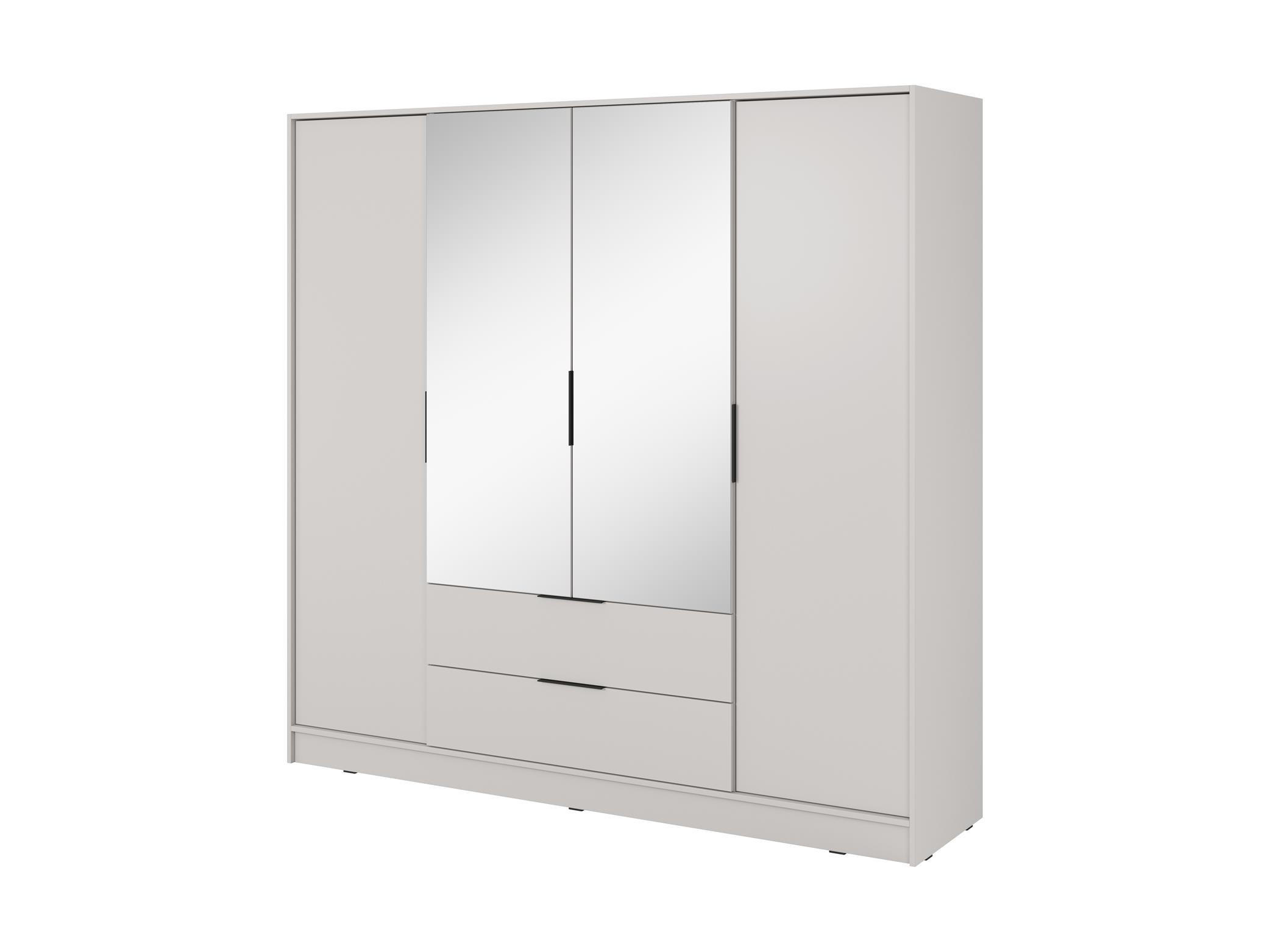 KLEIDERSCHRANK Lyke, Beige, Schrank mit Spiegel - Beige, Holzwerkstoff (206/200/51cm) - Bettso
