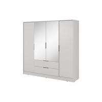 KLEIDERSCHRANK Lyke, Beige, Schrank mit Spiegel - Beige, Holzwerkstoff (206/200/51cm) - Bettso
