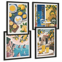 BILDER SET 4er Set - 50x50 cm & 40x60 cm Schwarzer Rahmen - Patio Sun Limonade - Schwarz, Kunststoff (50/50cm) - TULUP