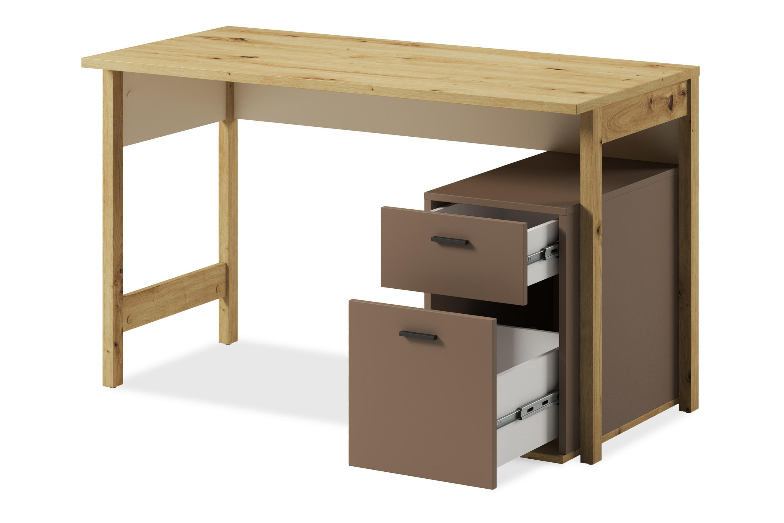 KINDERSCHREIBTISCH TRIDA mit Schubladen, creme/braun/artisan Eiche - Creme/Braun, Holz (125/76/60cm) - KONSIMO®