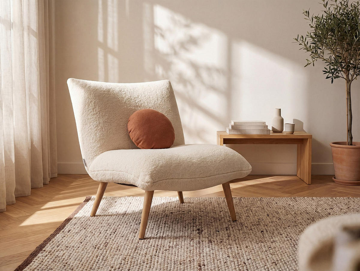 SESSEL mit gerader Rückenlehne - 1 Person - Stoff - Beige - - Beige, Textil (77/81/90cm) - Vente-Unique