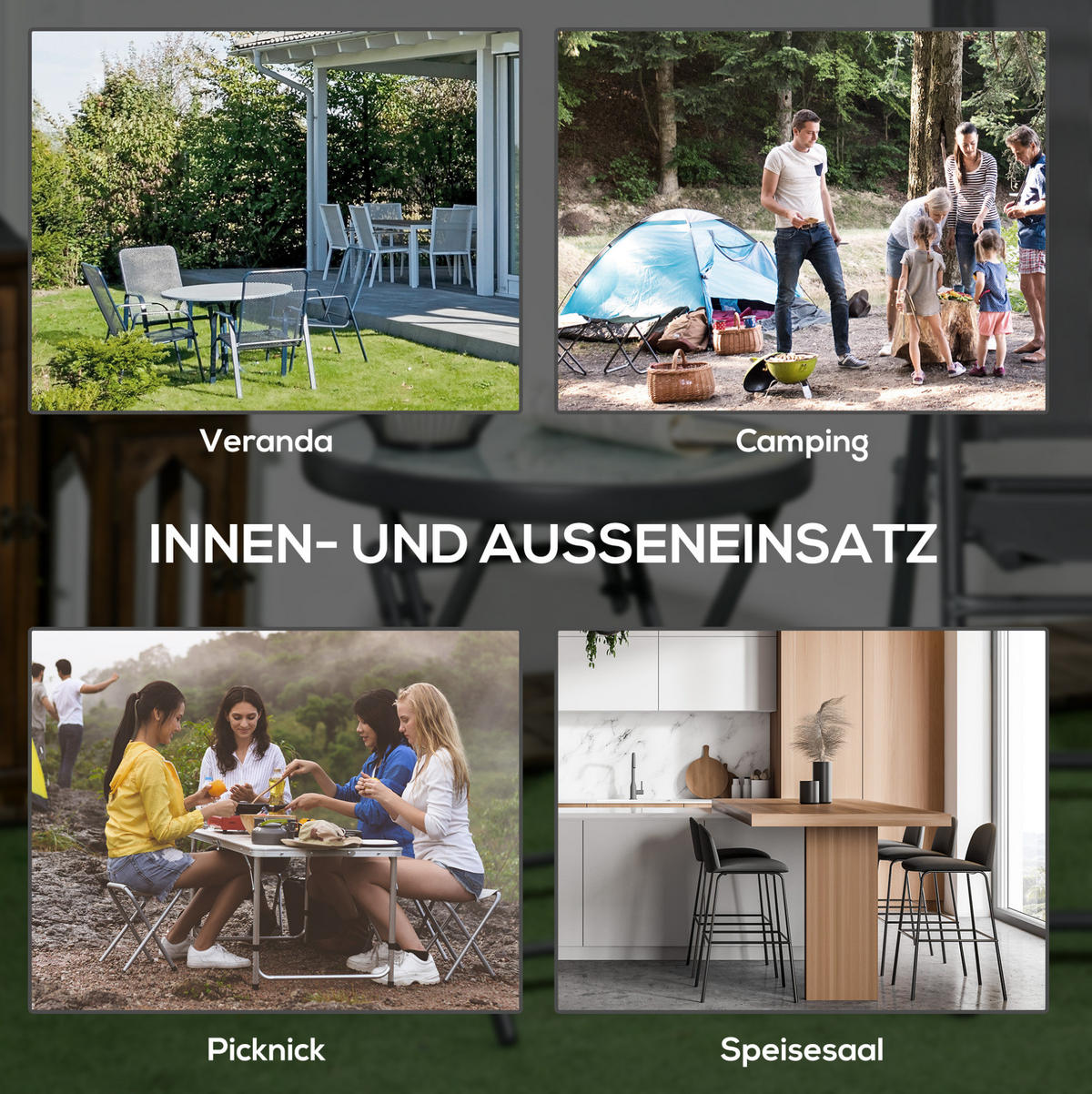 BEISTELLTISCH 45/45/50 cm weiß aus Glas klappbar für Outdoor - Weiß, Glas (45/45/50cm) - OKWISH