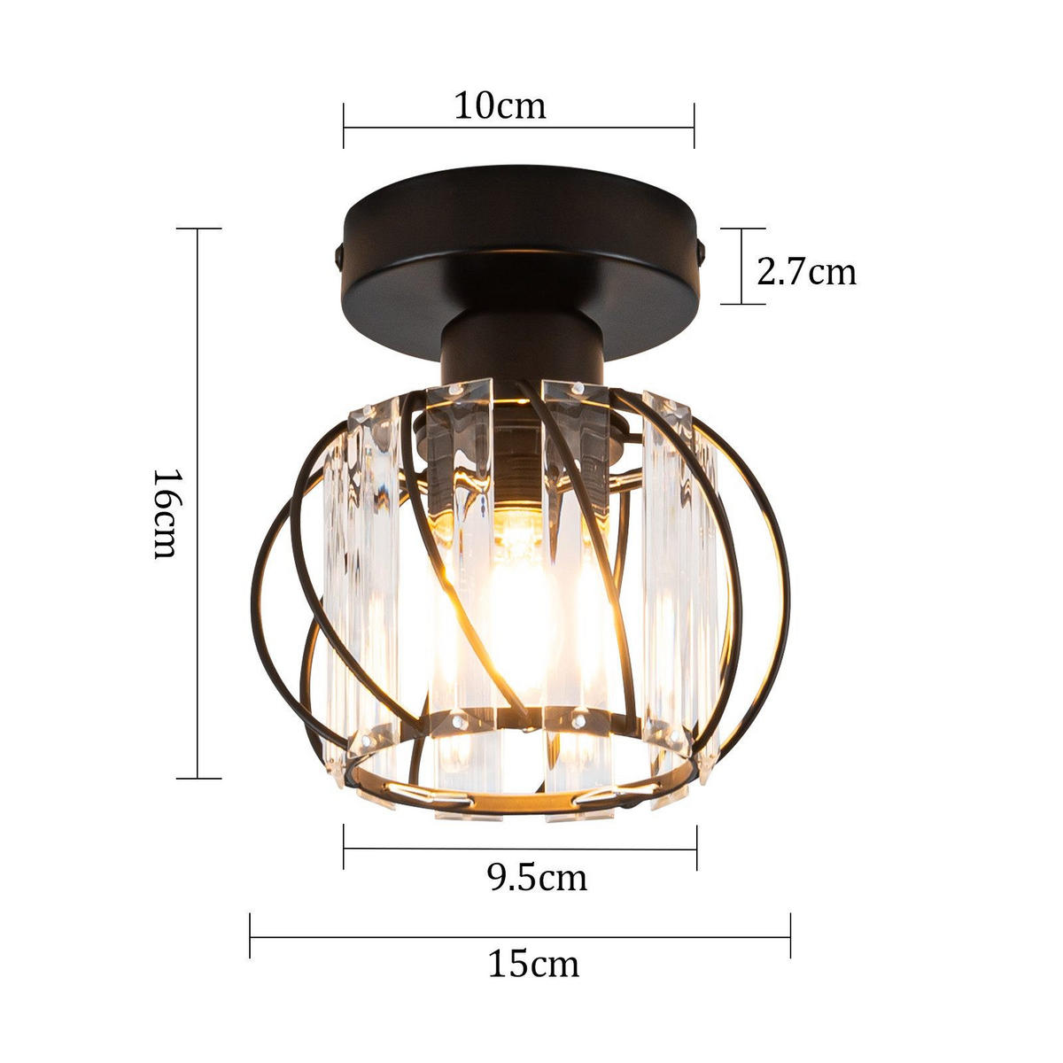DECKENLEUCHTE Mander 16/15/15 cm - Schwarz, Metall (15/16/15cm) - Nettlife