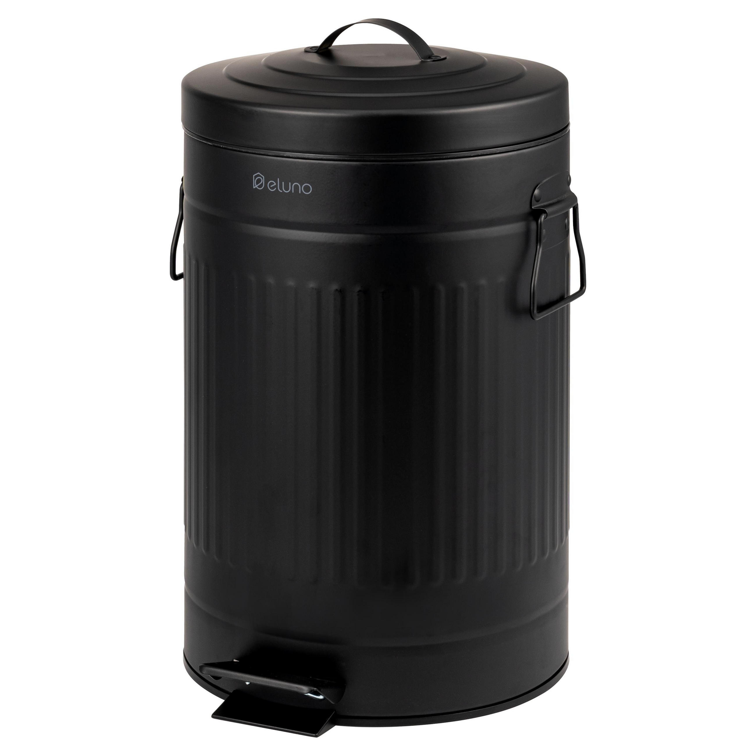 ABFALLEIMER Treteimer VINTAGE, 12 Liter, aus Metall, schwarz - Schwarz, Metall (25.5/42.5/25.5cm) - eluno