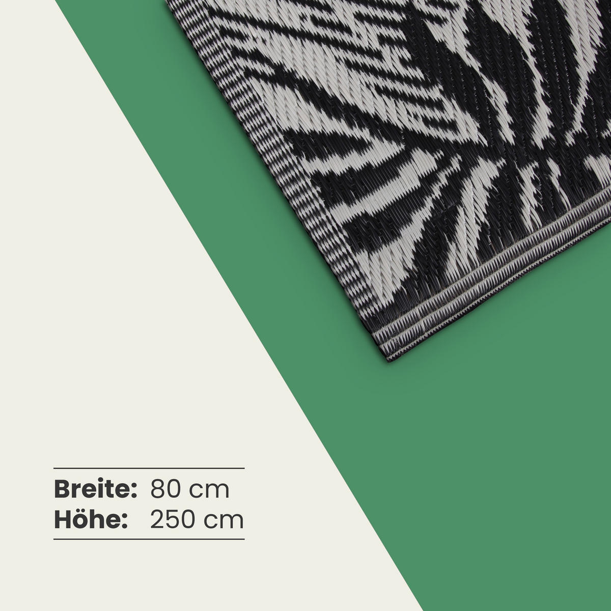 OUTDOORTEPPICH Teppich Wetterfest und UV-Beständig ( 80x250cm / Farn ) für Garten, Balkon, Terrasse - Hellgrau, Kunststoff (80/250cm) - Bestlivings