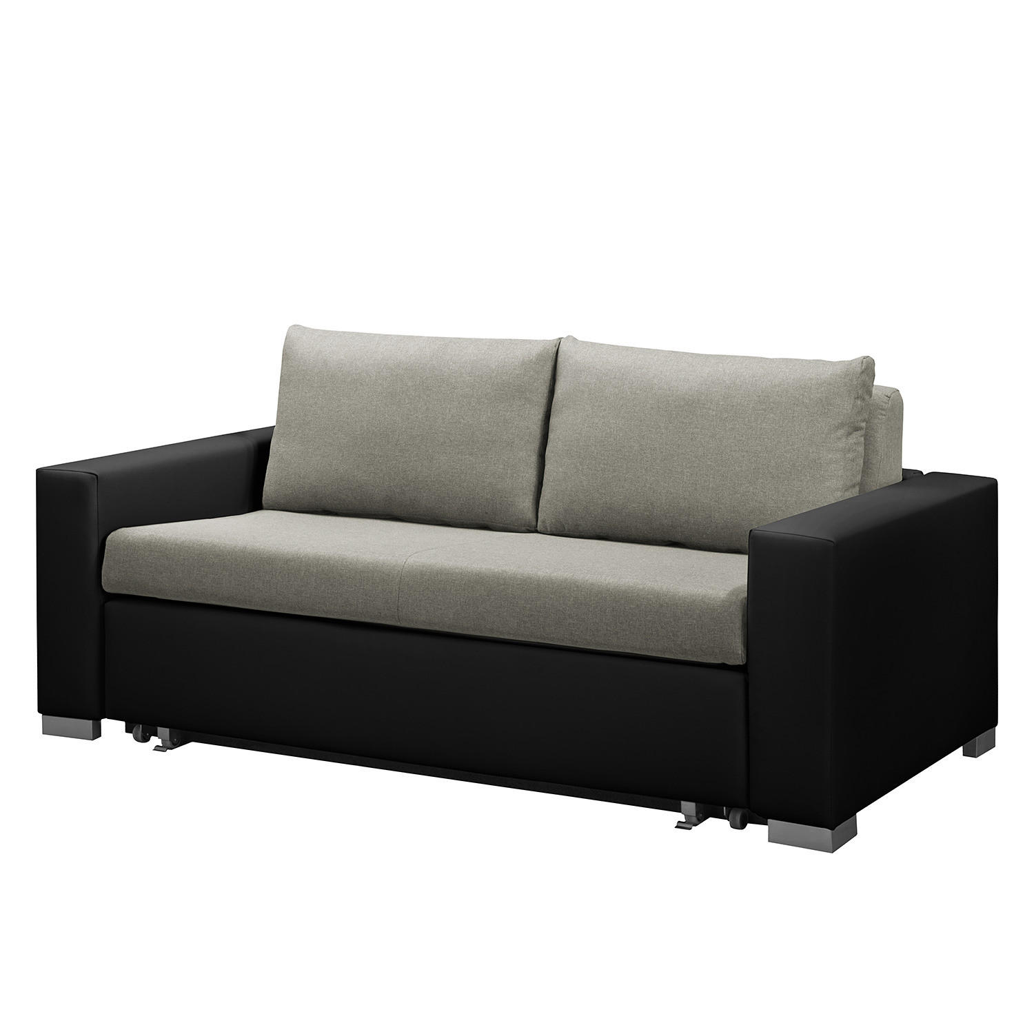 SCHLAFSOFA - Silberfarben/Schwarz, Kunststoff/Textil (193/90/90cm) - home24