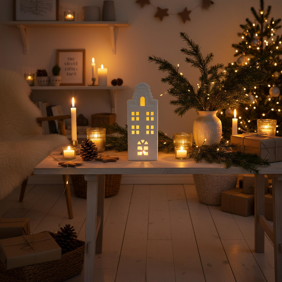 HAUSLAMPE LED 31 cm - Weiß, Keramik (6.2/31/11.8cm) - Home Styling Collection