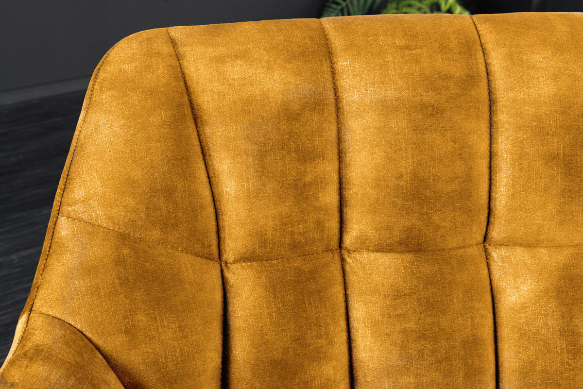 SITZBANK PAPILLON Samt Metall Senfgelb 165 cm - Gelb/Schwarz, Textil/Metall (165/85/65cm) - riess-ambiente
