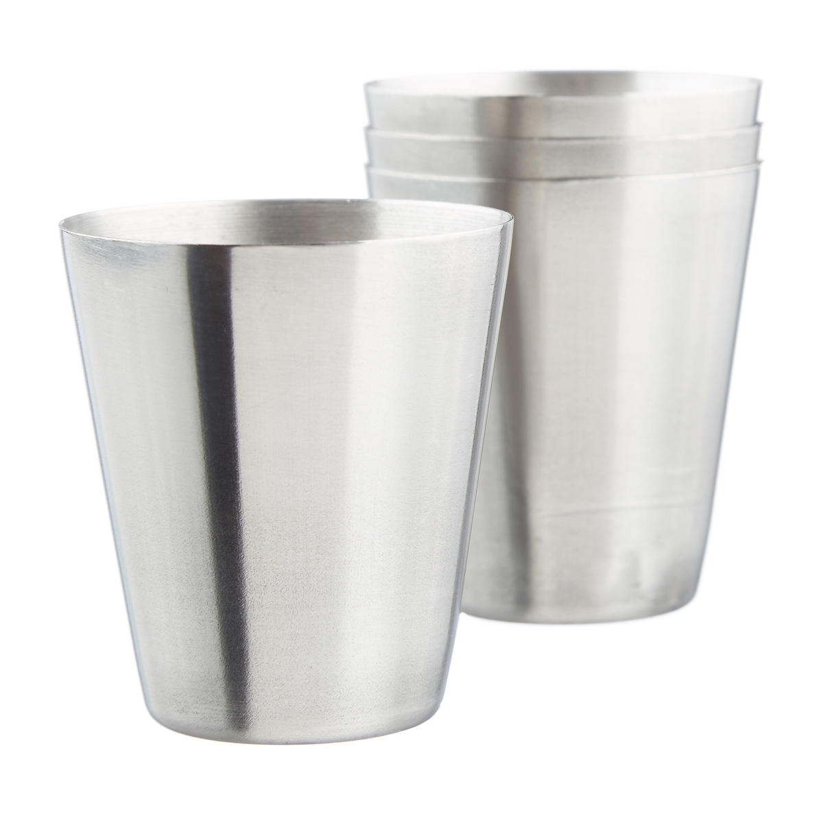 FLACHMANNSET Silber Edelstahl 7-teiliges-Set 200 ml - Silberfarben, Metall (10/13/2.5cm) - Relaxdays