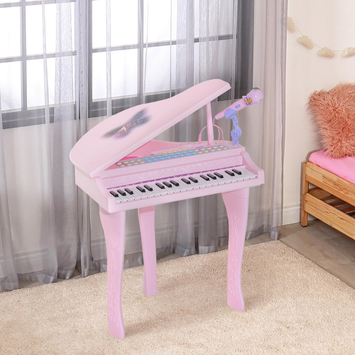 ELEKTRONISCHER FLÜGEL DE-18640 37 Tasten mit Lernlichtern Rosa - Pink, Holzwerkstoff (39/69/48cm) - ComfortXL