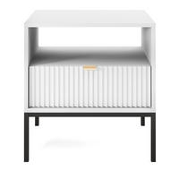 NACHTSCHRANK Vellore Weiß mit Metallbeinen 54 cm - Goldfarben/Schwarz, Holzwerkstoff/Metall (54/56/39cm) - Selsey