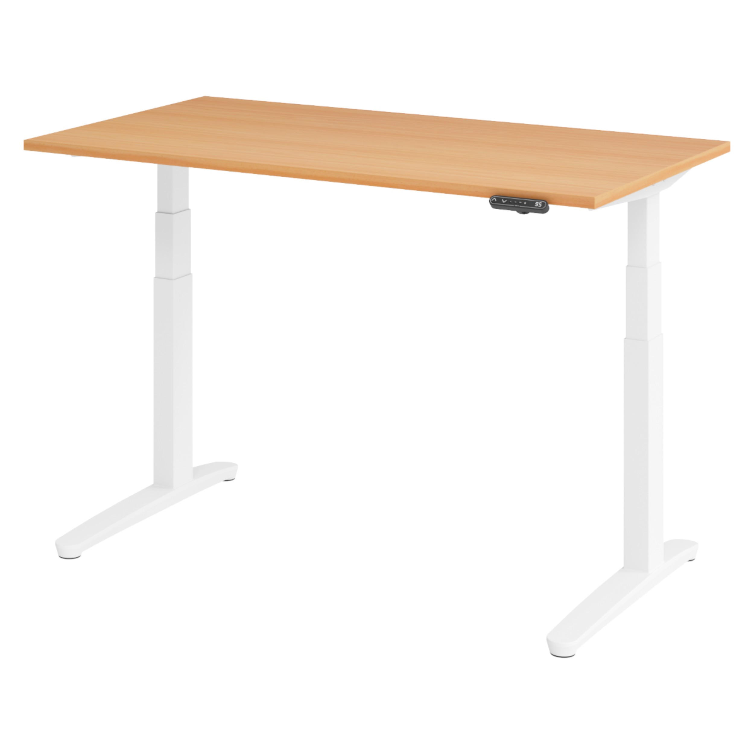 SCHREIBTISCH elektrisch XBHM 80/140/74 cm in Buchefarben/Weiß - Buchefarben/Weiß, Holzwerkstoff (80/140/74cm) - bümö