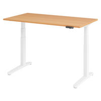 SCHREIBTISCH elektrisch XBHM 80/140/74 cm in Buchefarben/Weiß - Buchefarben/Weiß, Holzwerkstoff (80/140/74cm) - bümö