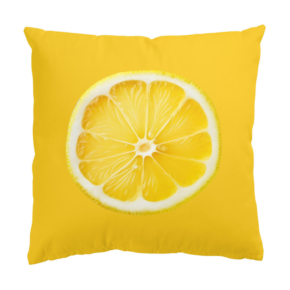 KISSENBEZUG Große glückliche Zitrone auf Gelb 40/40 cm - Gelb, Textil (40/40cm) - Bilderwelten