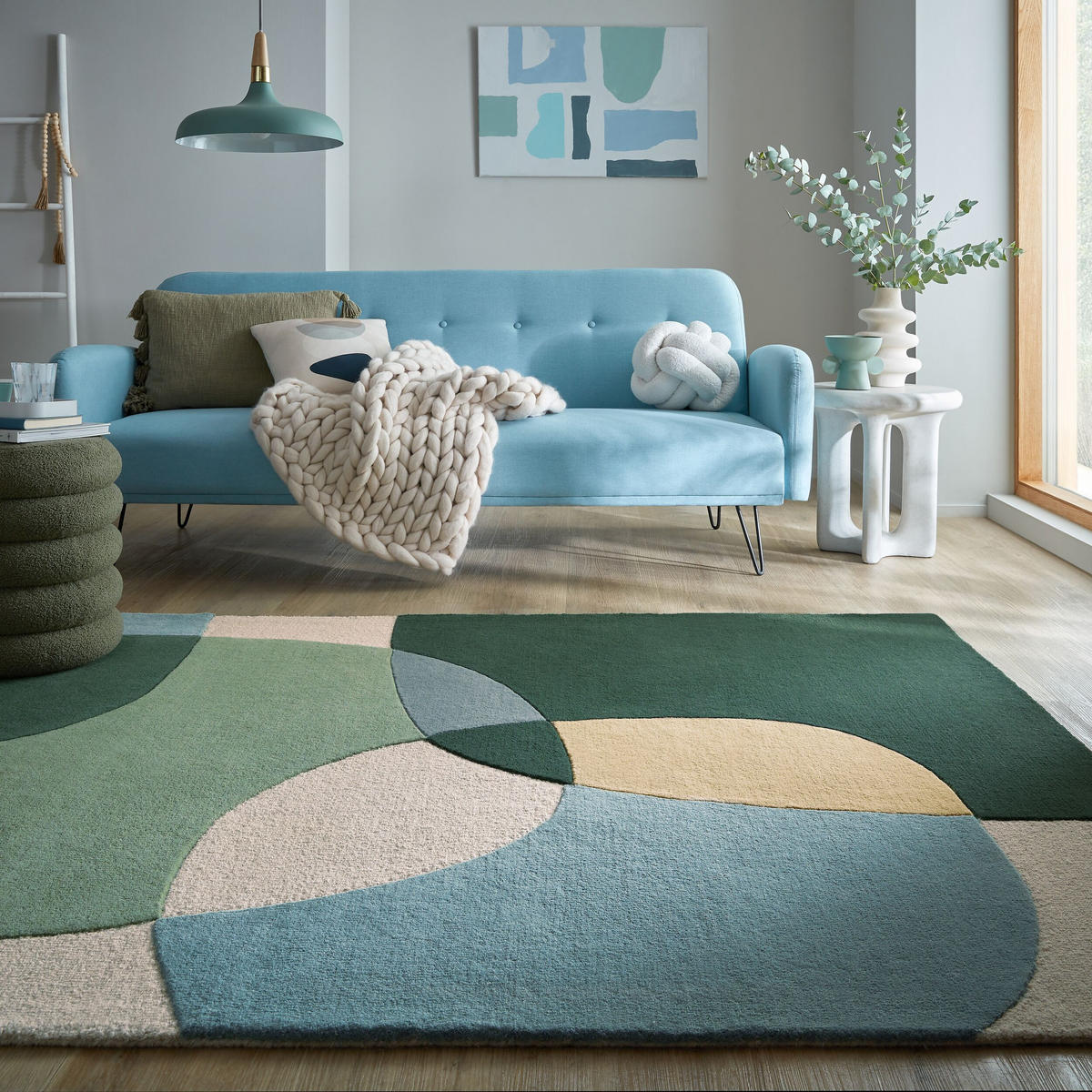 WOLLTEPPICH Abstrakt-Design mit farbakzente AIRE - Grün, Textil (200/290cm) - KADIMA DESIGN