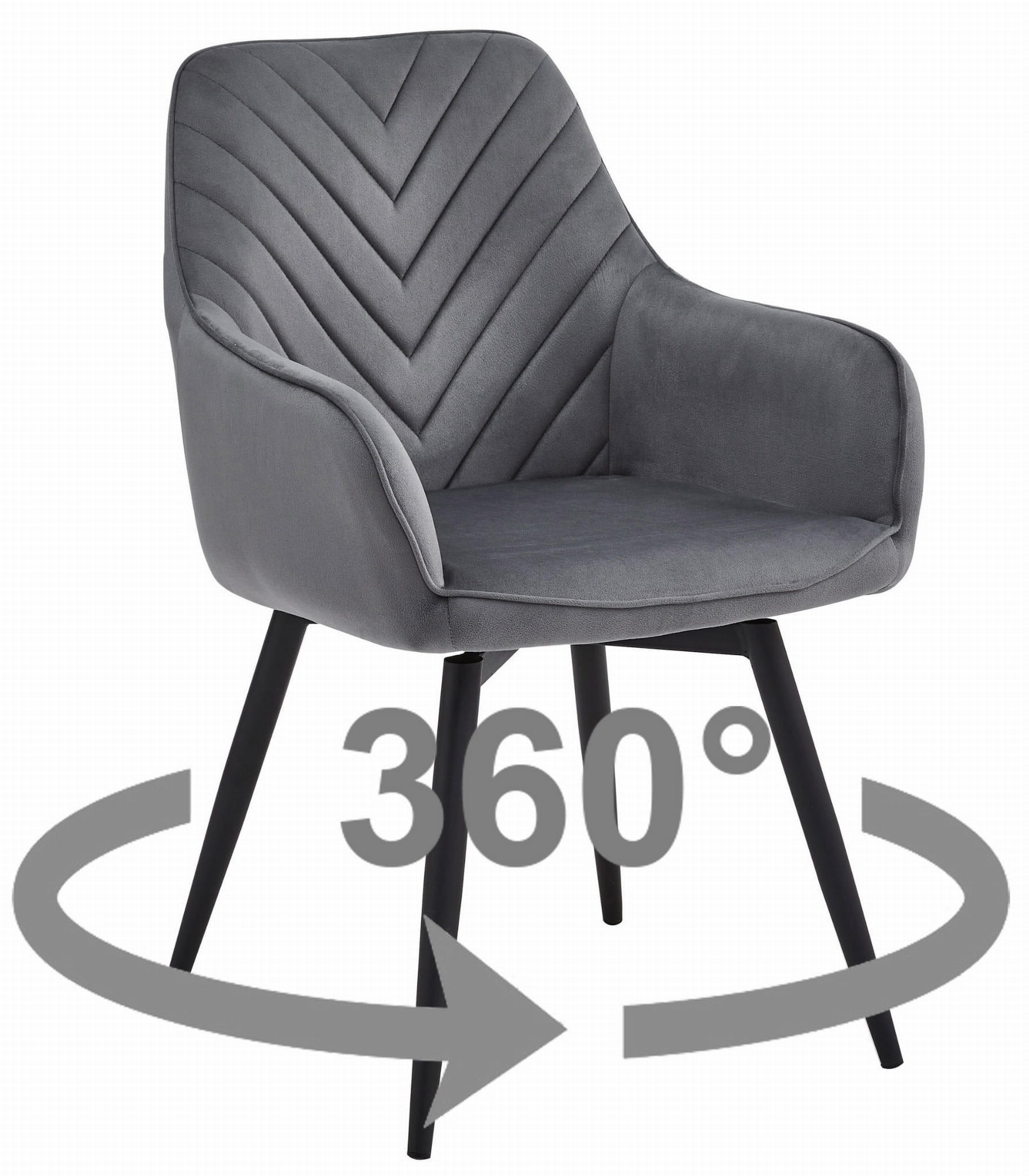 ESSZIMMERSTUHL WAAV360 dunkelgrauer Sitz, schwarze Beine - Dunkelgrau/Schwarz, Textil (56/83.5/61cm) - Valora