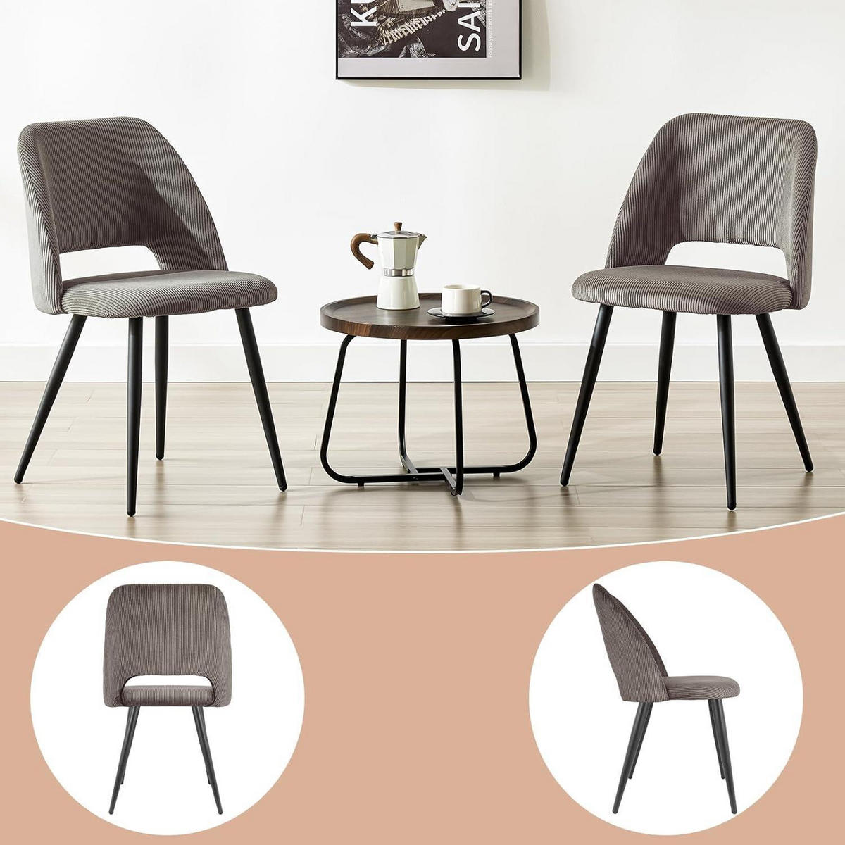 ESSZIMMERSTÜHLE 2er Set Kordsamt Braun - Braun, Textil (48/80/45cm)