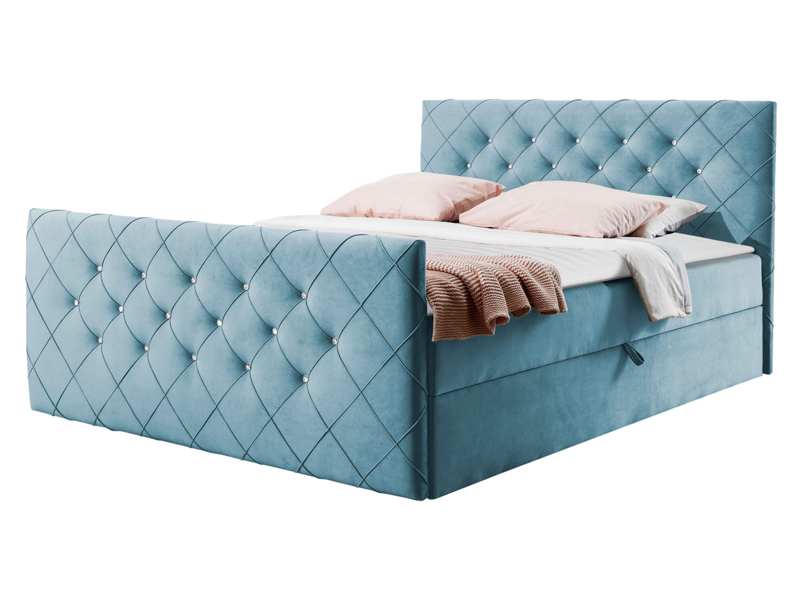 BOXBETT Malaga - Hellblau, Holz (160/200cm) - MIRJAN24