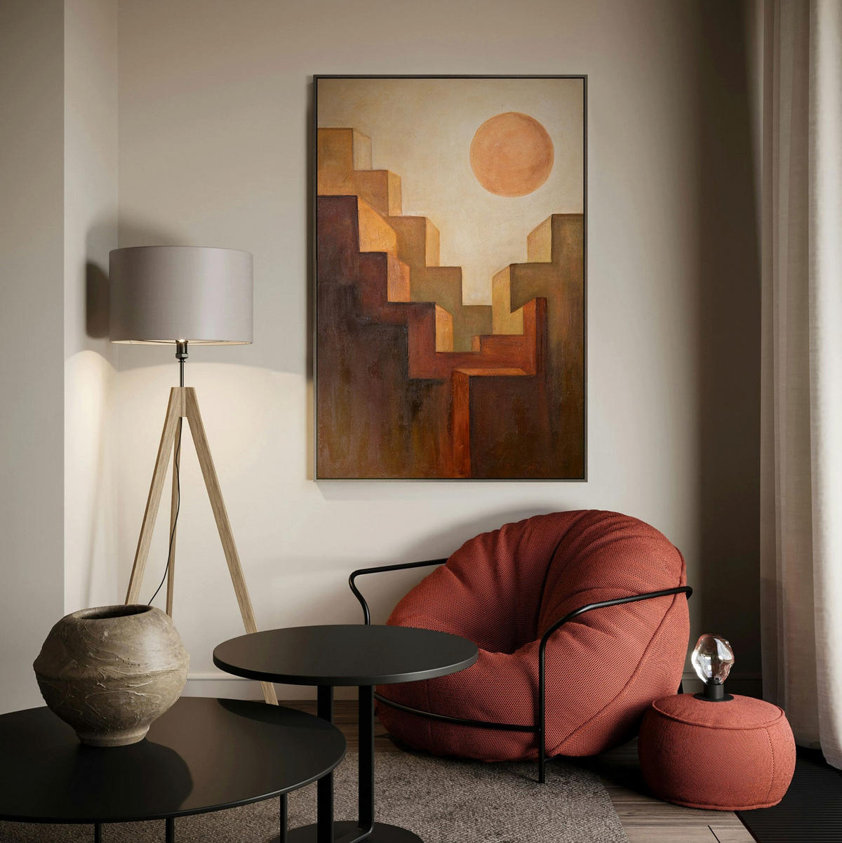 GEMÄLDE Aufstieg Schattenfugenrahmen Grau 140x100 cm - Grau, Holz (140/100cm) - YS-art gallery
