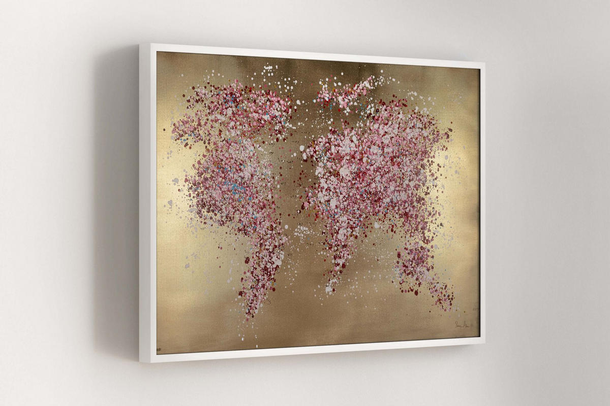 ÖLGEMÄLDE 120/80 cm - Pink/Goldfarben, Holz/Textil (120/80cm) - KUNSTLOFT