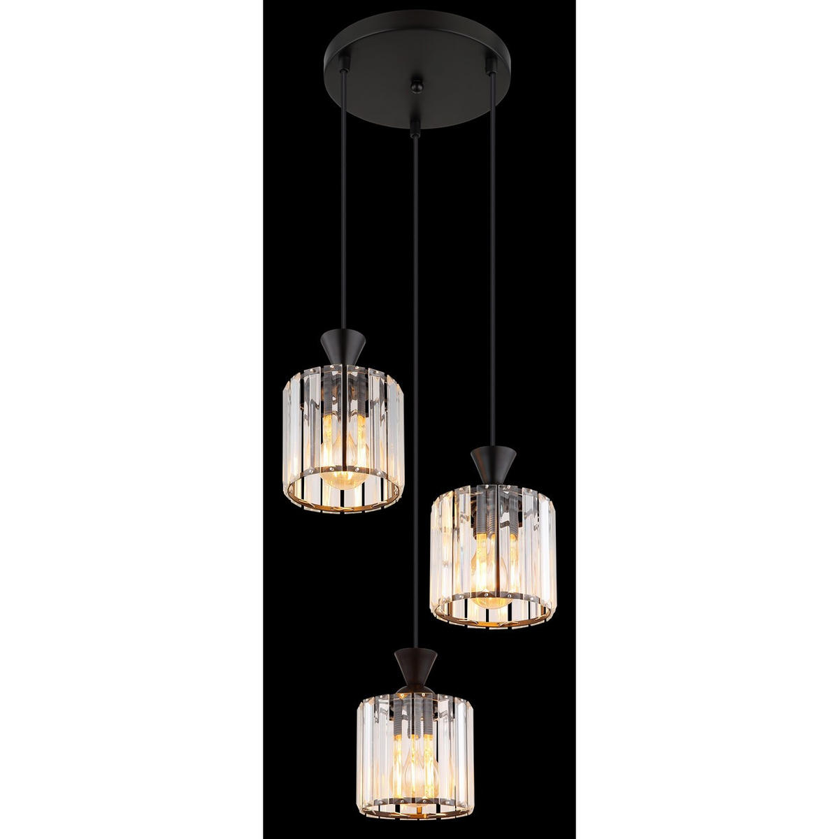 HÄNGELEUCHTE Metall Schwarz Kristalle - Schwarz, Metall (32/32/120cm) - Globo Lighting