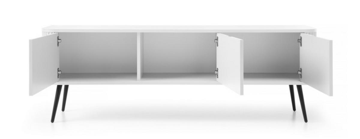 TV-SCHRANK Weiß ZOJA Gefräst - Schwarz/Weiß, Holzwerkstoff (168/56/39cm) - Sepro Meble
