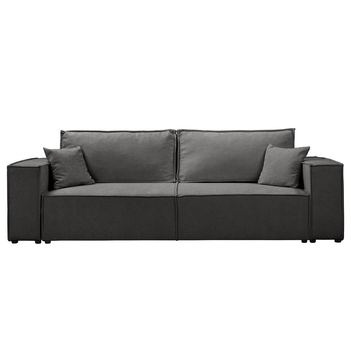 SCHLAFSOFA - Bouclé - Dunkelgrau/Schwarz, Kunststoff/Textil (255/70/105cm) - home24