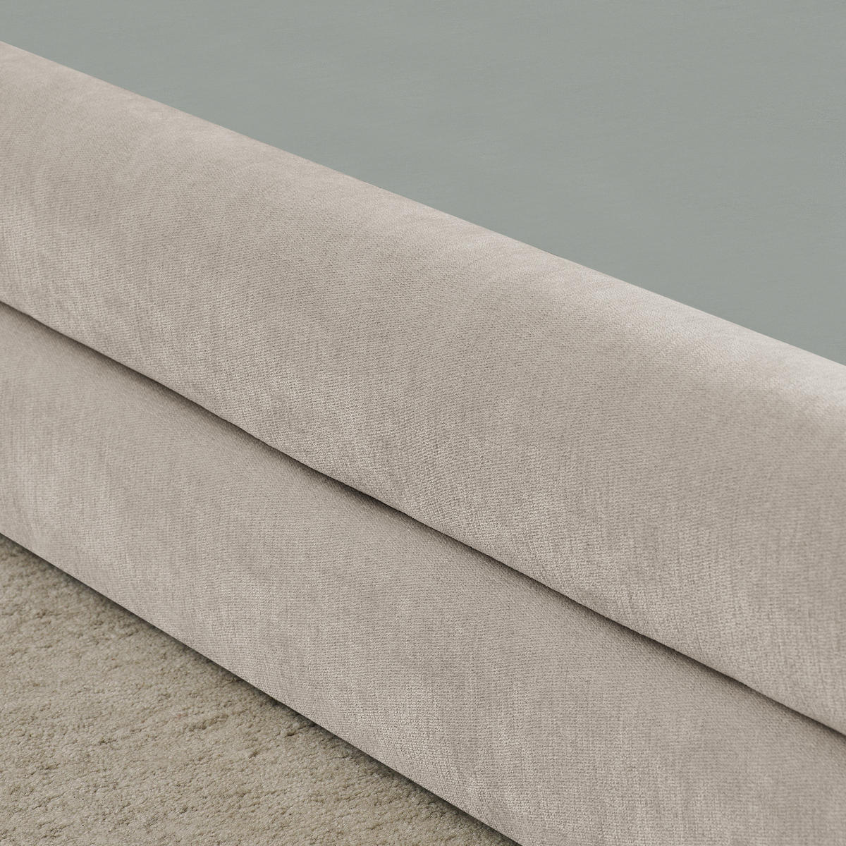 EINZELBETT 90x200 cm Chenille Rückenlehne beige - Beige, Kunststoff (90/200cm) - LEBENLANG