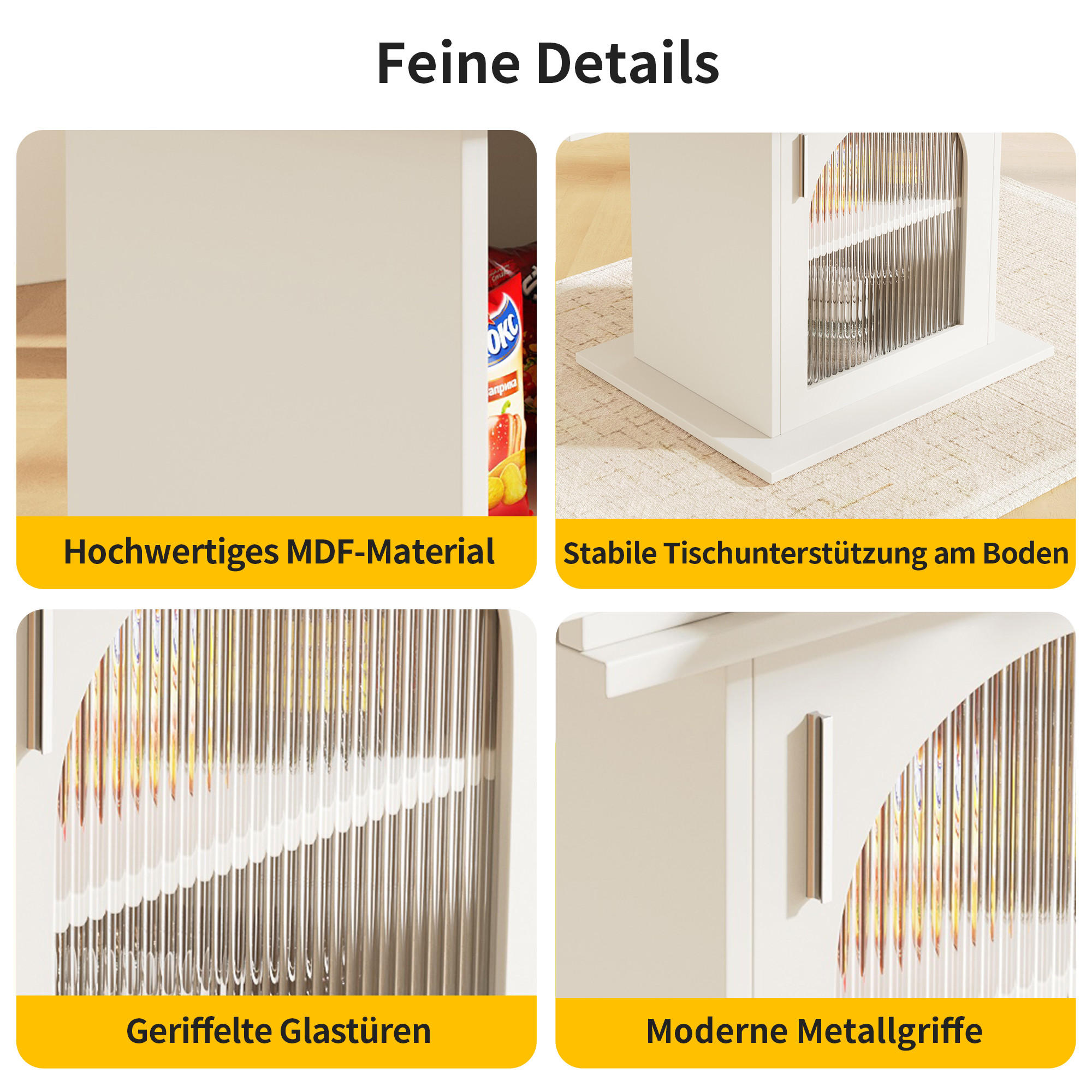 Thumbnail - Urban Meuble Esstisch, Weiß, Holzwerkstoff, Glas, Rechteckig, 70x76x140 cm, Esszimmer, Tische, Esstische