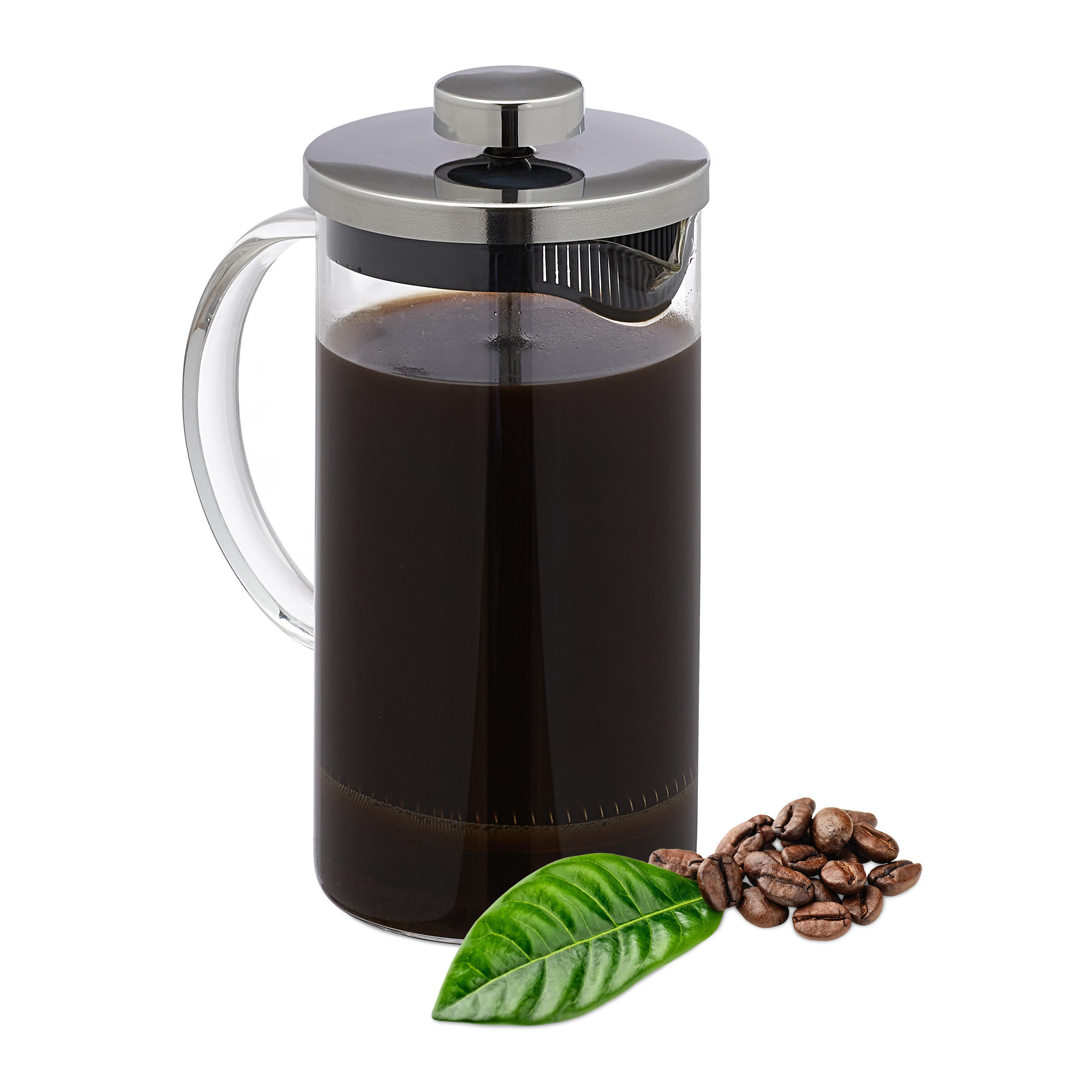 KAFFEEBEREITER - Transparent, Glas/Metall (15/17.5/9cm) - Relaxdays