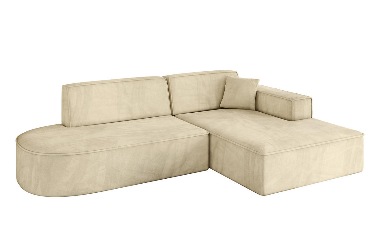 ECKSOFA Ottomane Rechts IREA-L1-v4 - 232x165x77 cm Beige - Taupe, Holzwerkstoff/Textil (232/165cm) - ALTDECOR