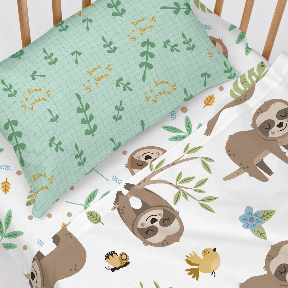 BETTWÄSCHE 2er-Set teiliges happy sloth 120x180 cm (kinderbett) mehrfarbig - Multicolor, Textil (120/180cm) - Happy Friday